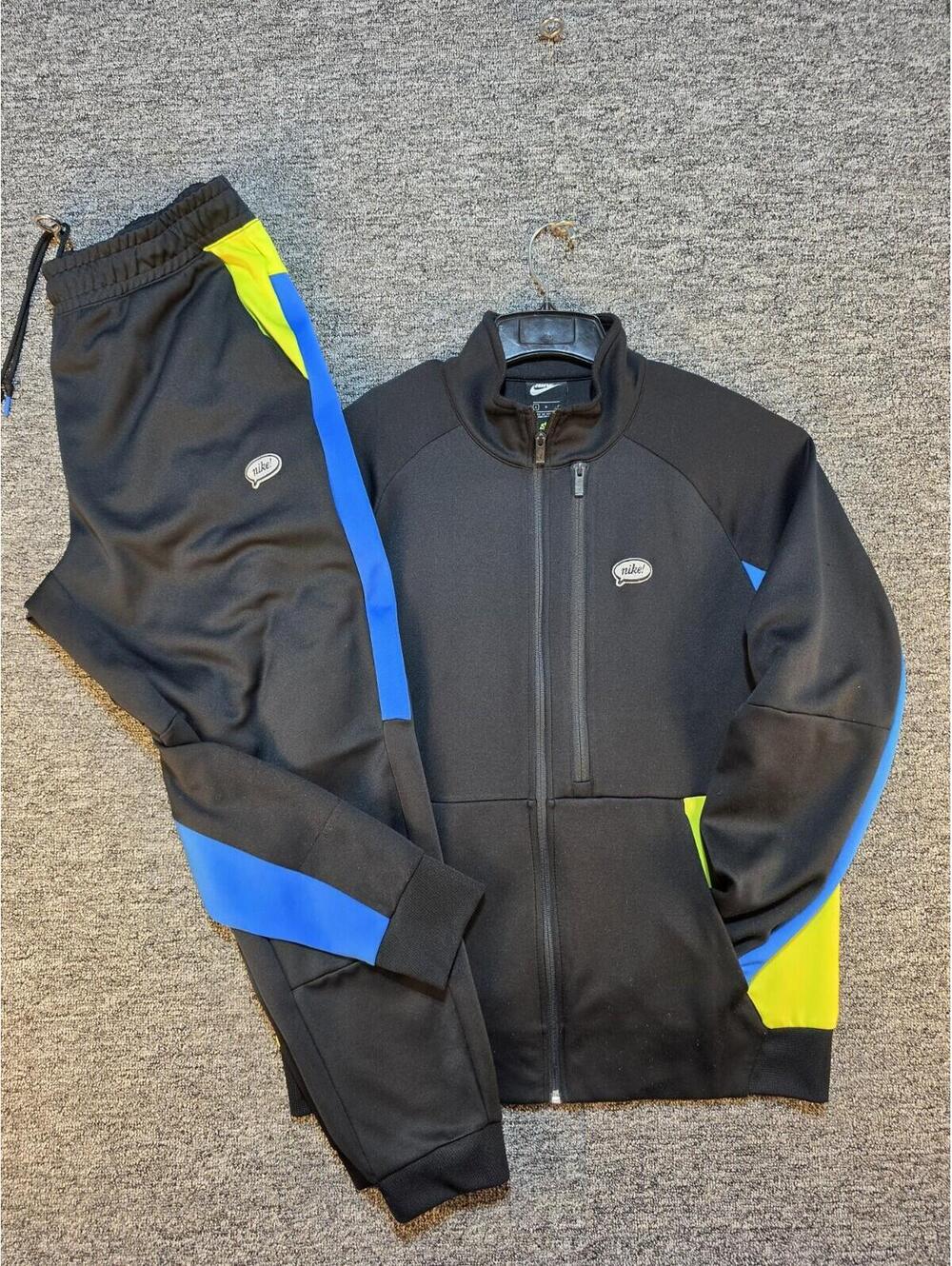 Nike Men's 2pc Tracksuit Colorblock Full-Zip Track Jacket L Taper Pants XL